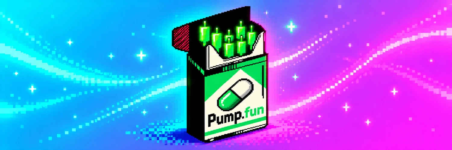 Pack2Pump pixel carton against a cyan and magenta trail